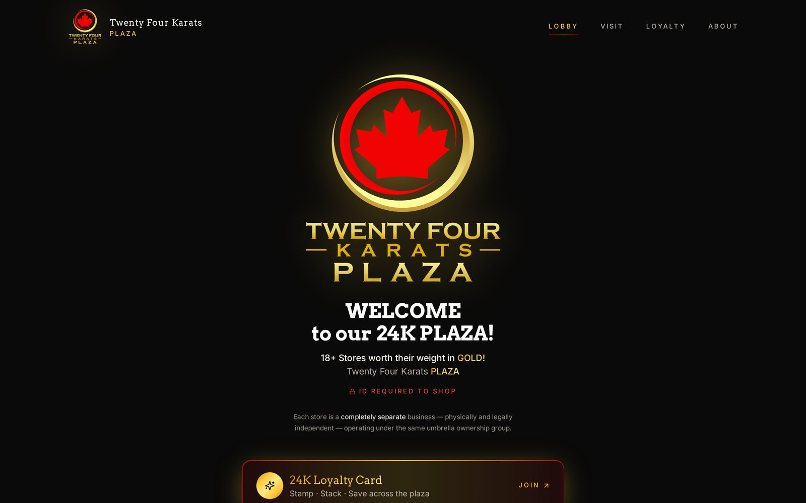Twenty Four Karats Plaza website homepage